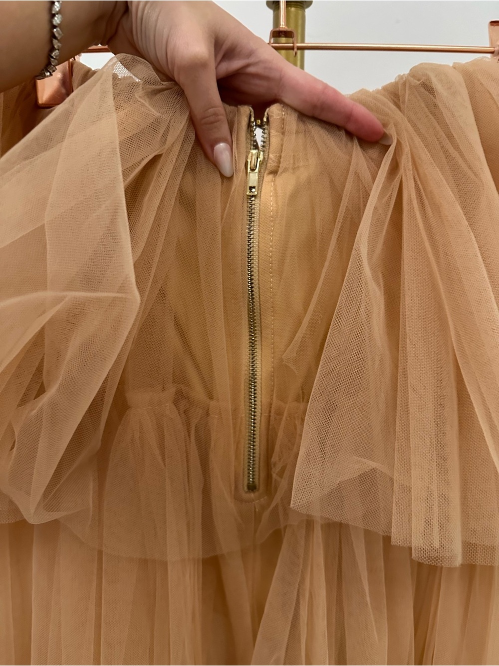 Edite Mode Blithe High Waisted Layered Ruffle Tulle Maxi Skirt Size L - Picture 6 of 7